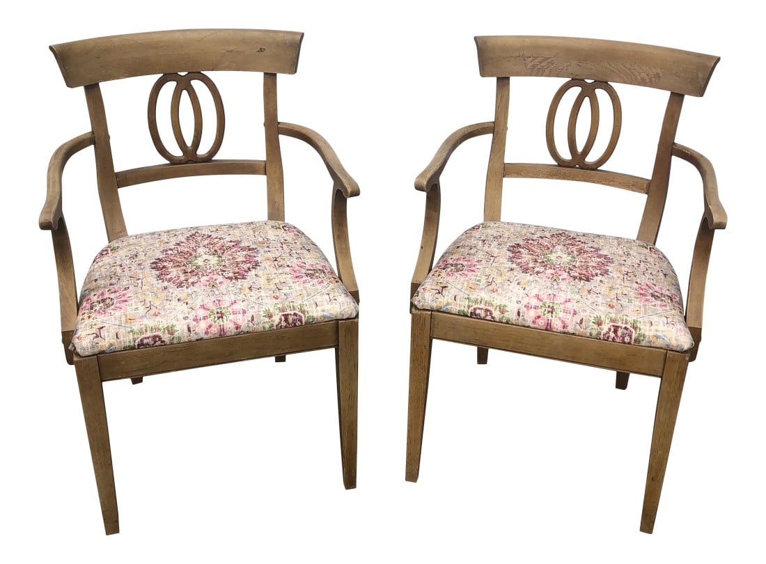 1970s Drexel Accent Chairs: Beautiful pair of vintage Drexel side chairs. Perfect for entryway or in living room. Perfect for the interior designer. Condition: Alterations: Original Condition Unaltered Imperfections: Some