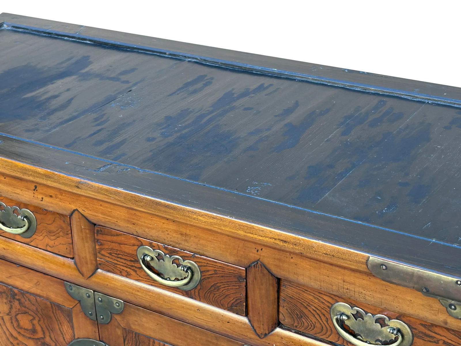 Oriental Brown Brass Hardware Drawers Accent Storage Cabinet - 9