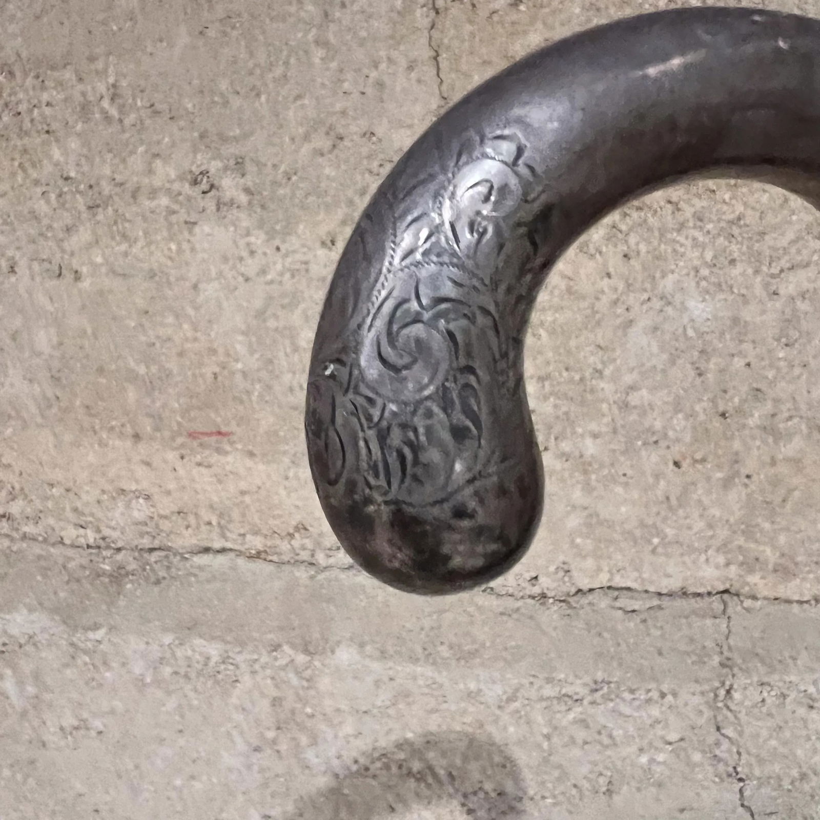 Art Deco Rosewood Walking Cane Sterling Crook Handle - 4