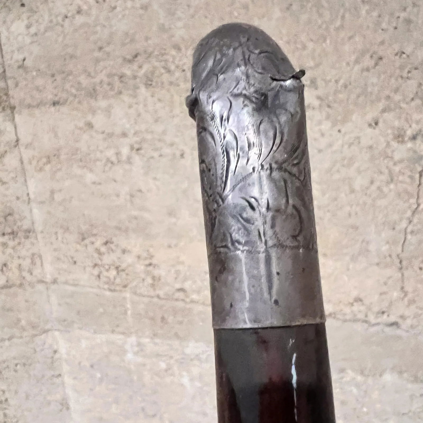 Art Deco Rosewood Walking Cane Sterling Crook Handle - 7