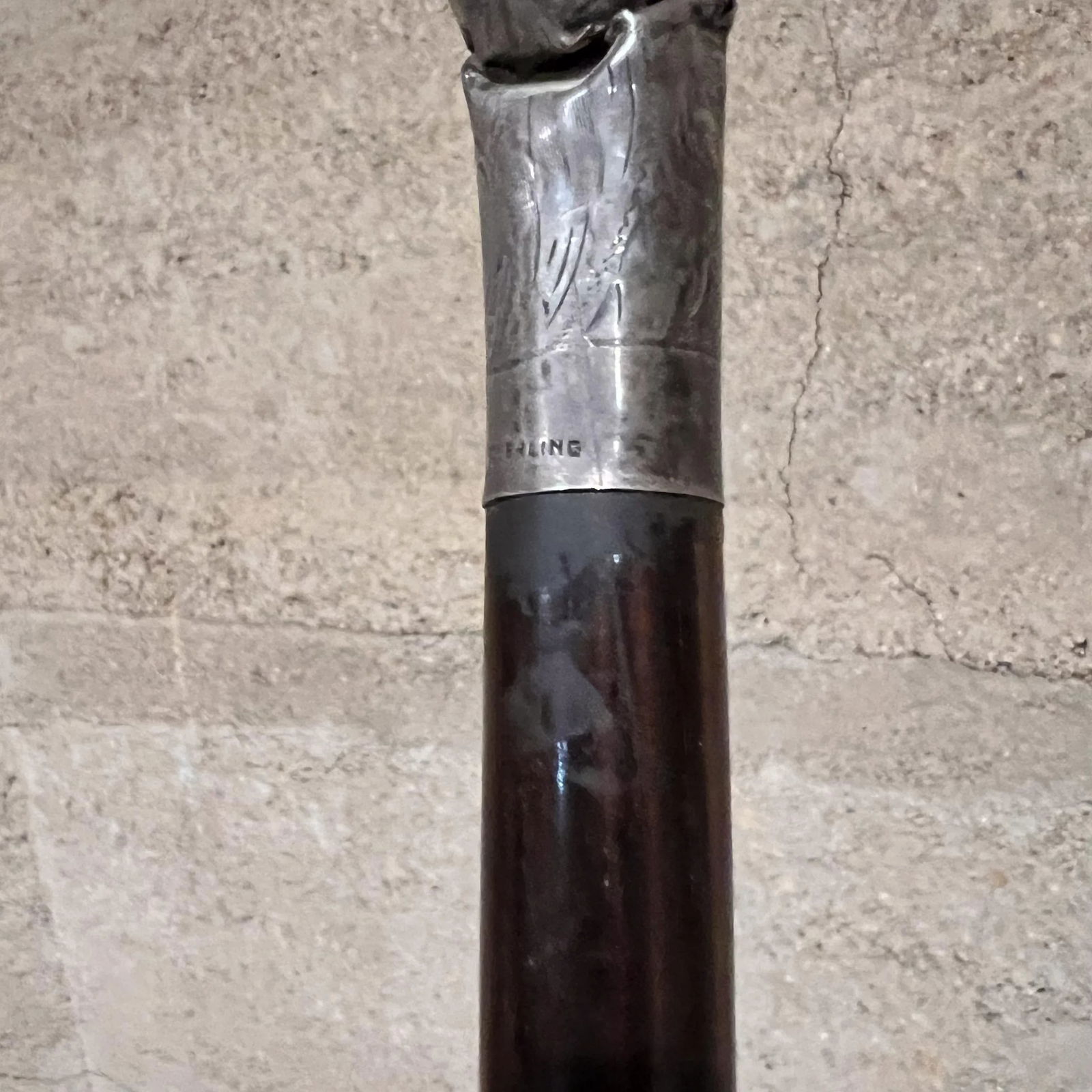 Art Deco Rosewood Walking Cane Sterling Crook Handle - 9