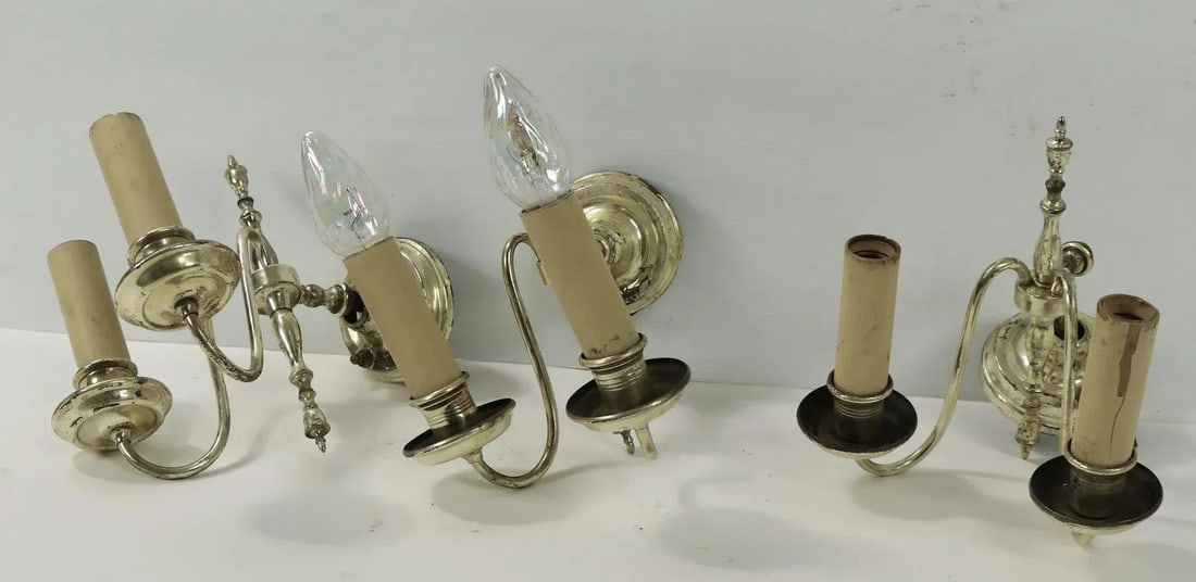 1920s Silver Plate Sconces-Set of 3 - 11
