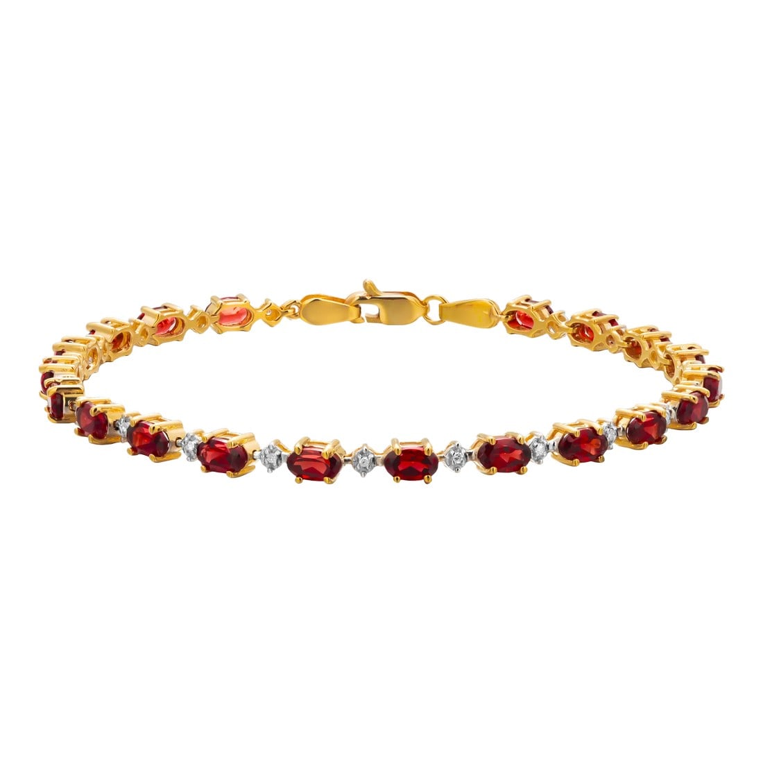 14k Yellow Gold Garnet and Diamond Vintage Stacking Bracelet: Elevate your jewelry collection with this stunning 14 Karat Yellow Gold Garnet and Diamond Vintage Bracelet. Measuring 7.3 inches in length, this exquisite piece is the epitome of timeless elegance