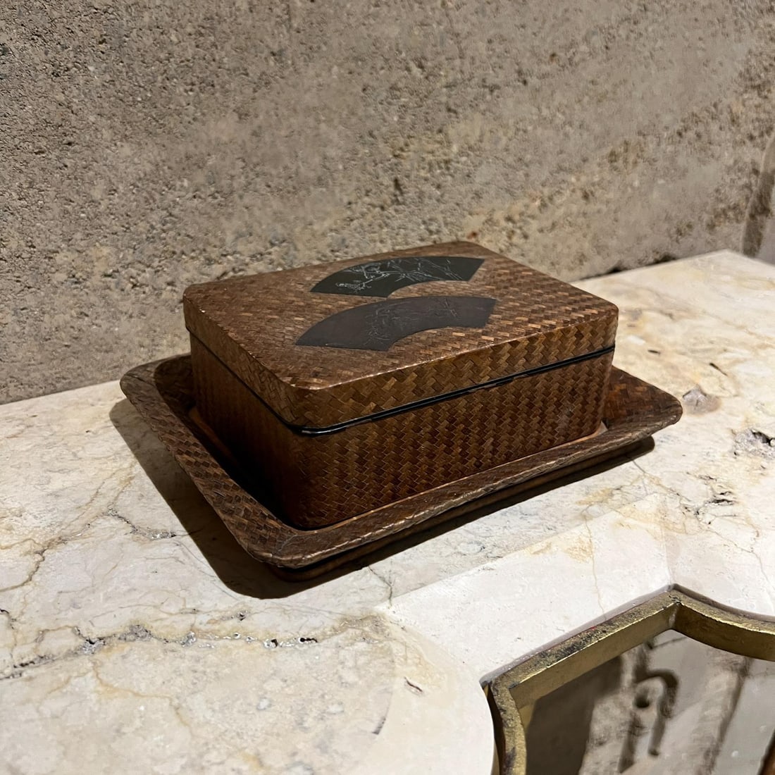 Antique Japanese Lacquer Cigarette Box Set - 2