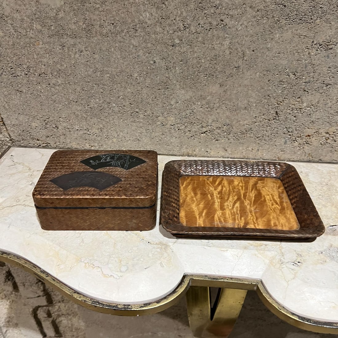 Antique Japanese Lacquer Cigarette Box Set - 3