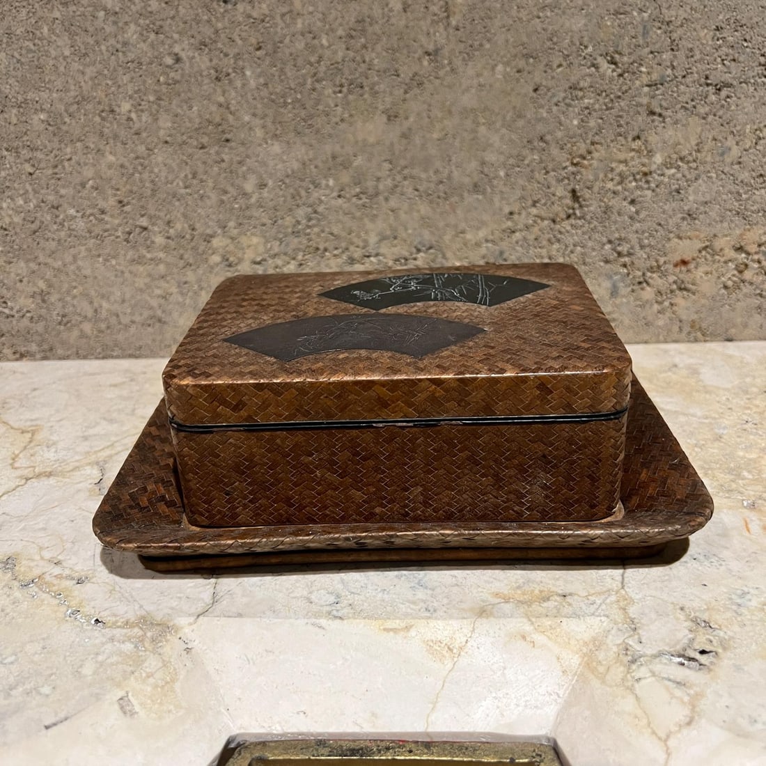 Antique Japanese Lacquer Cigarette Box Set - 6