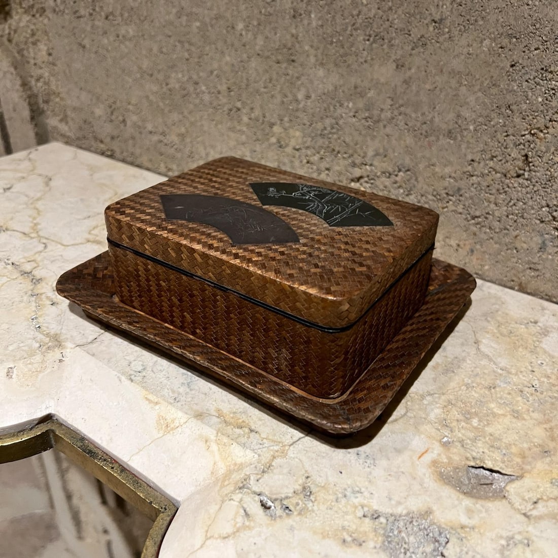 Antique Japanese Lacquer Cigarette Box Set - 7