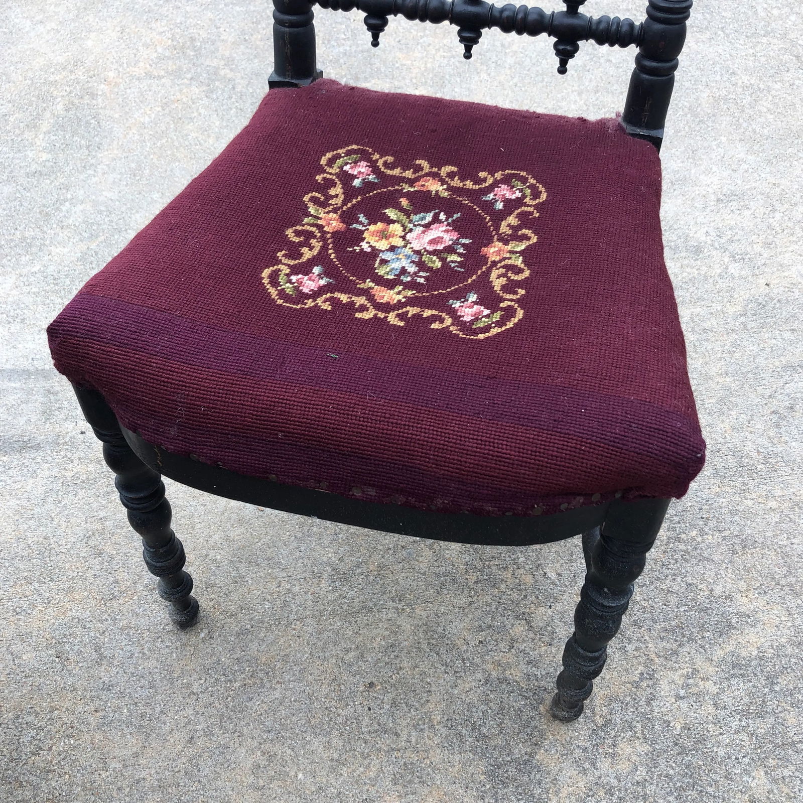 Antique Hand Embroidered Chair - 4