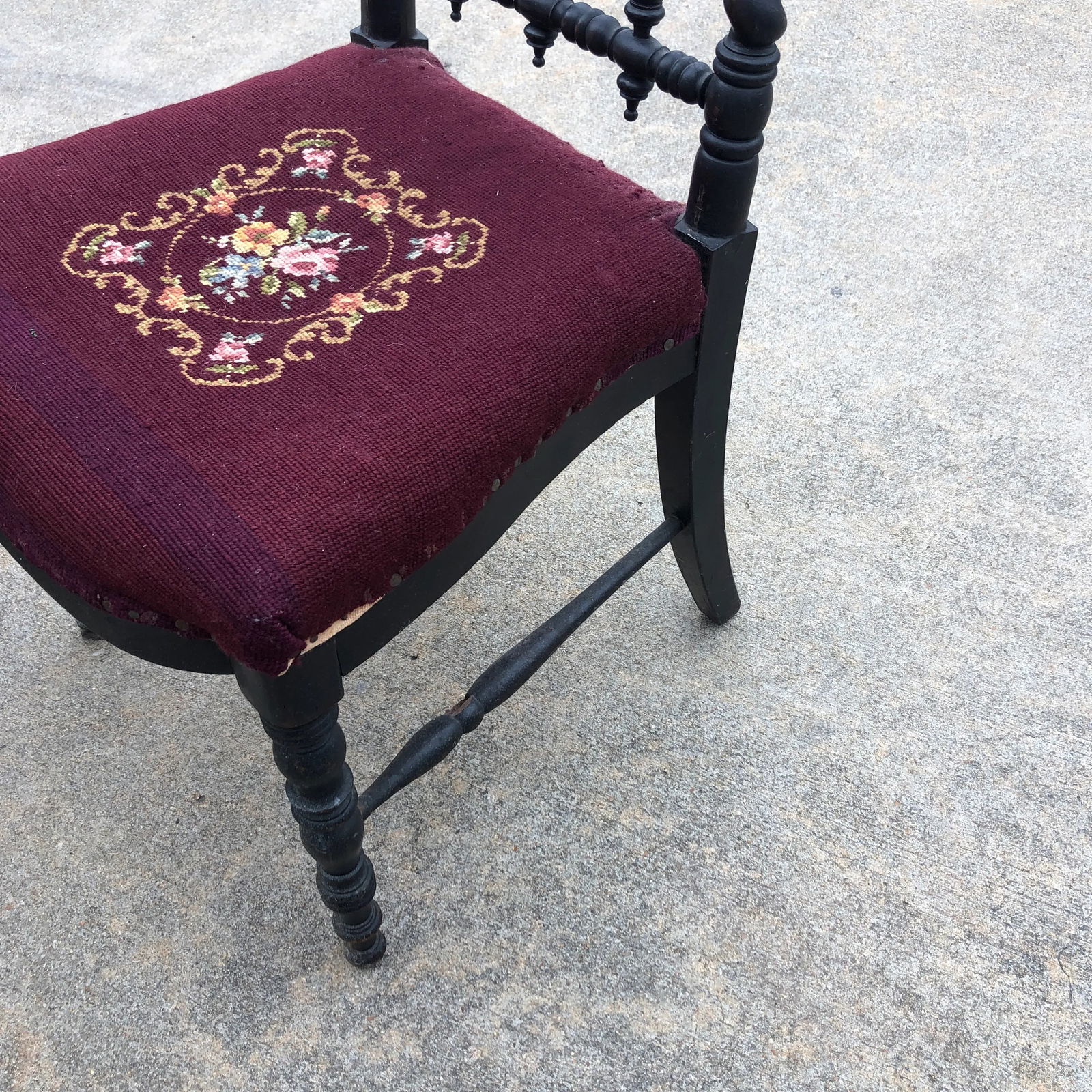 Antique Hand Embroidered Chair - 5