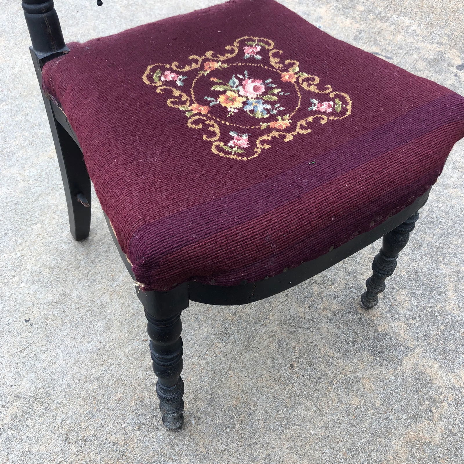 Antique Hand Embroidered Chair - 6