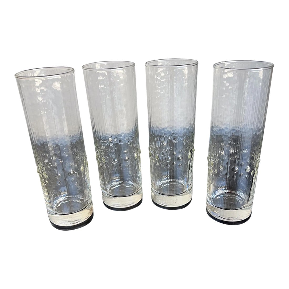 1960s Tapio Wirkkala Set of 4 Iittala Highball Tumbler Glasses Finland: For your consideration, a Set of 4 Glasses Highball Tumbler designed by Tapio Wirkkala for Iittala. Finland, Scandinavian modern. No signature visible. Dimensions: 2.38 Diameter x 6.88 H. Please