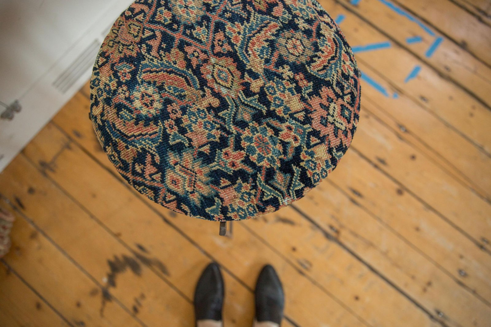 Reclaimed Antique Rug Fragment Side Table Stand 6 of 7 - 3