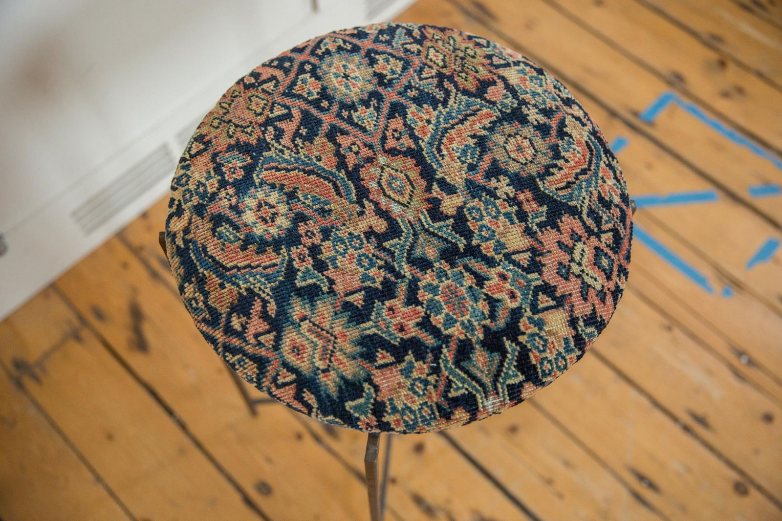 Reclaimed Antique Rug Fragment Side Table Stand 6 of 7 - 4