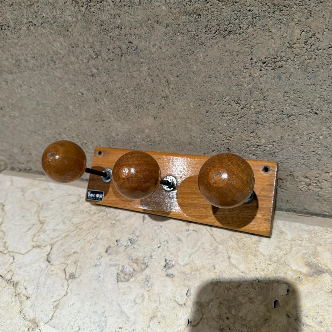 1960s Wall Coat Rack Maple Wood and Iron - 2