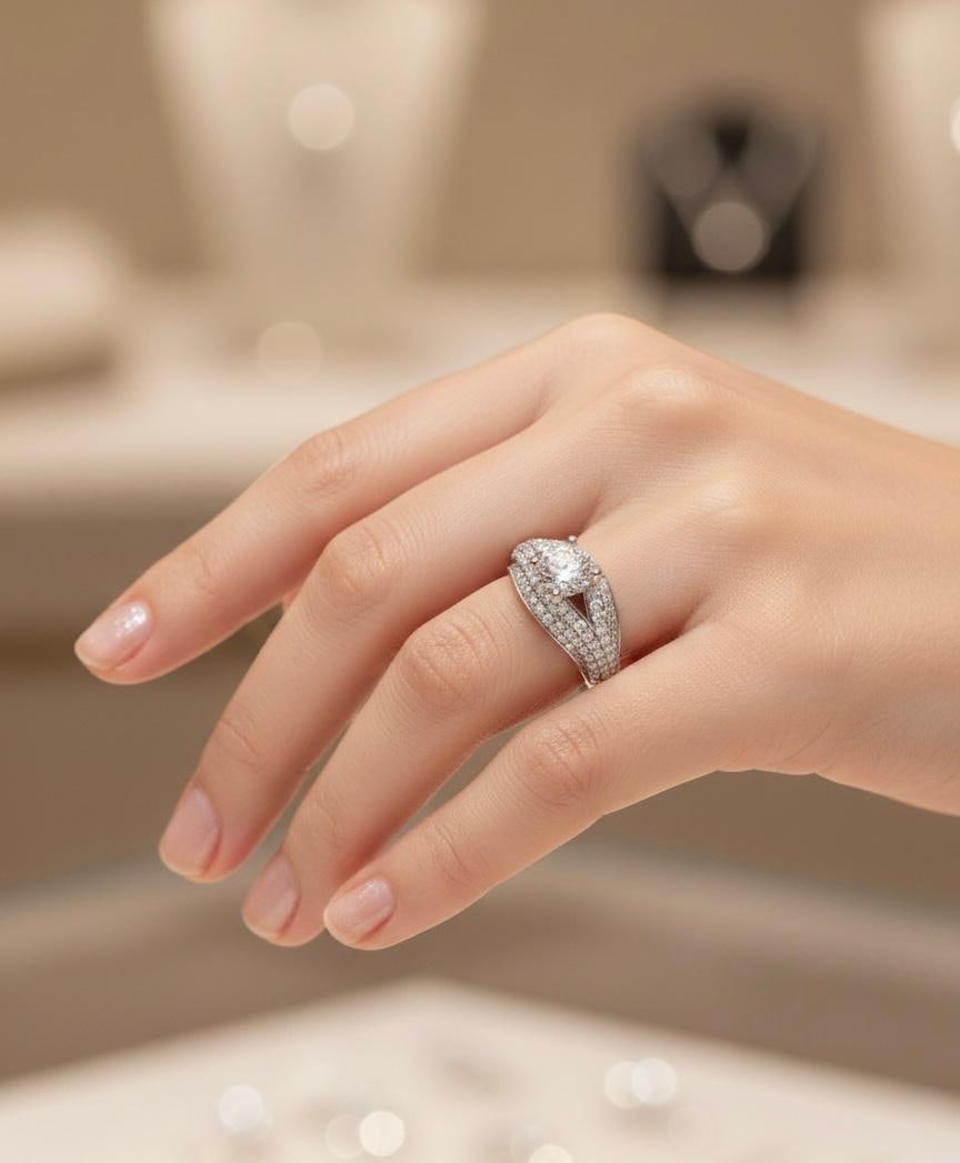 Classic Diamond 18K White Gold Exclusive Ring for Her - 6