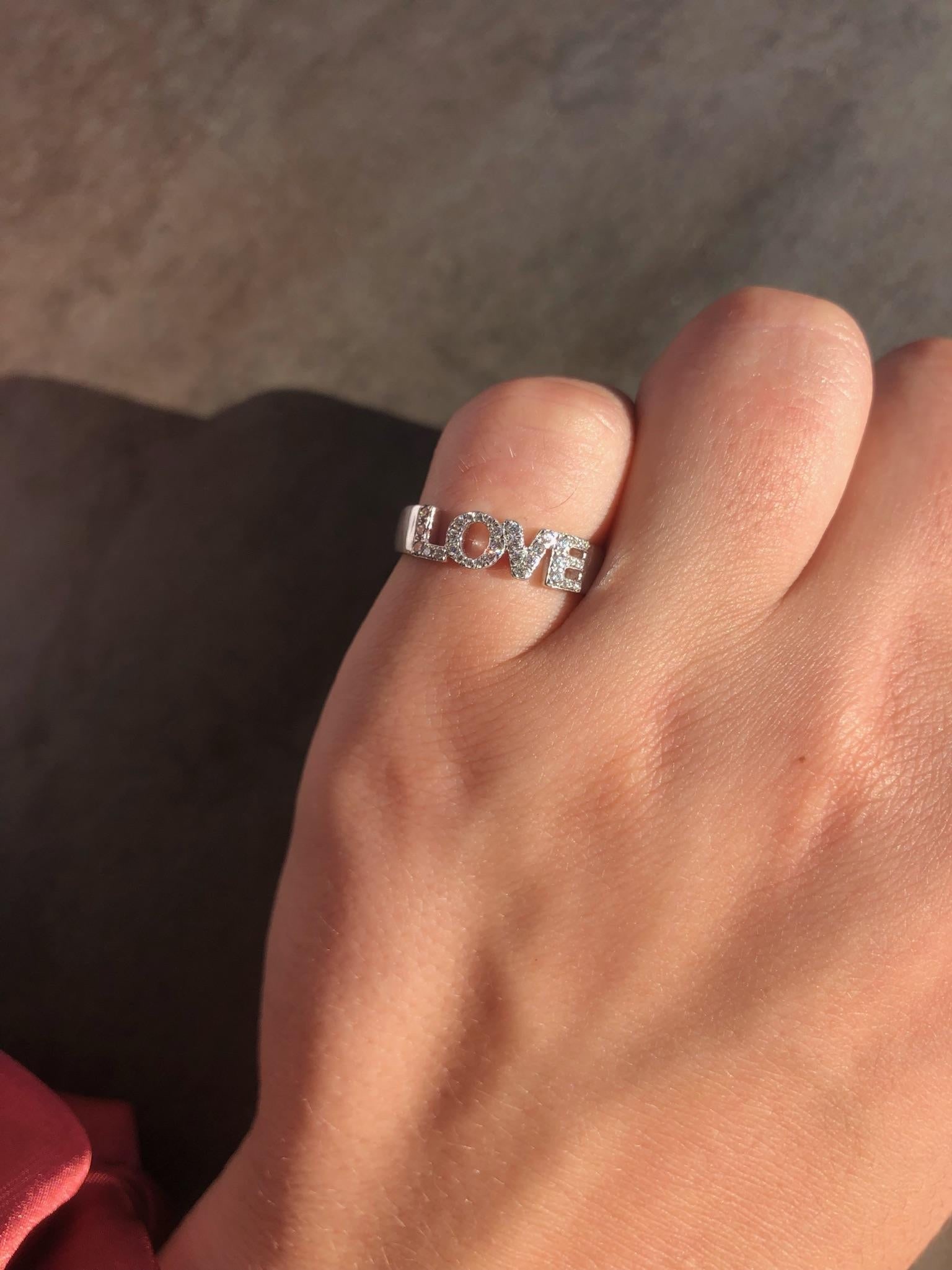 White Diamond Precious White Gold LOVE Ring - 13