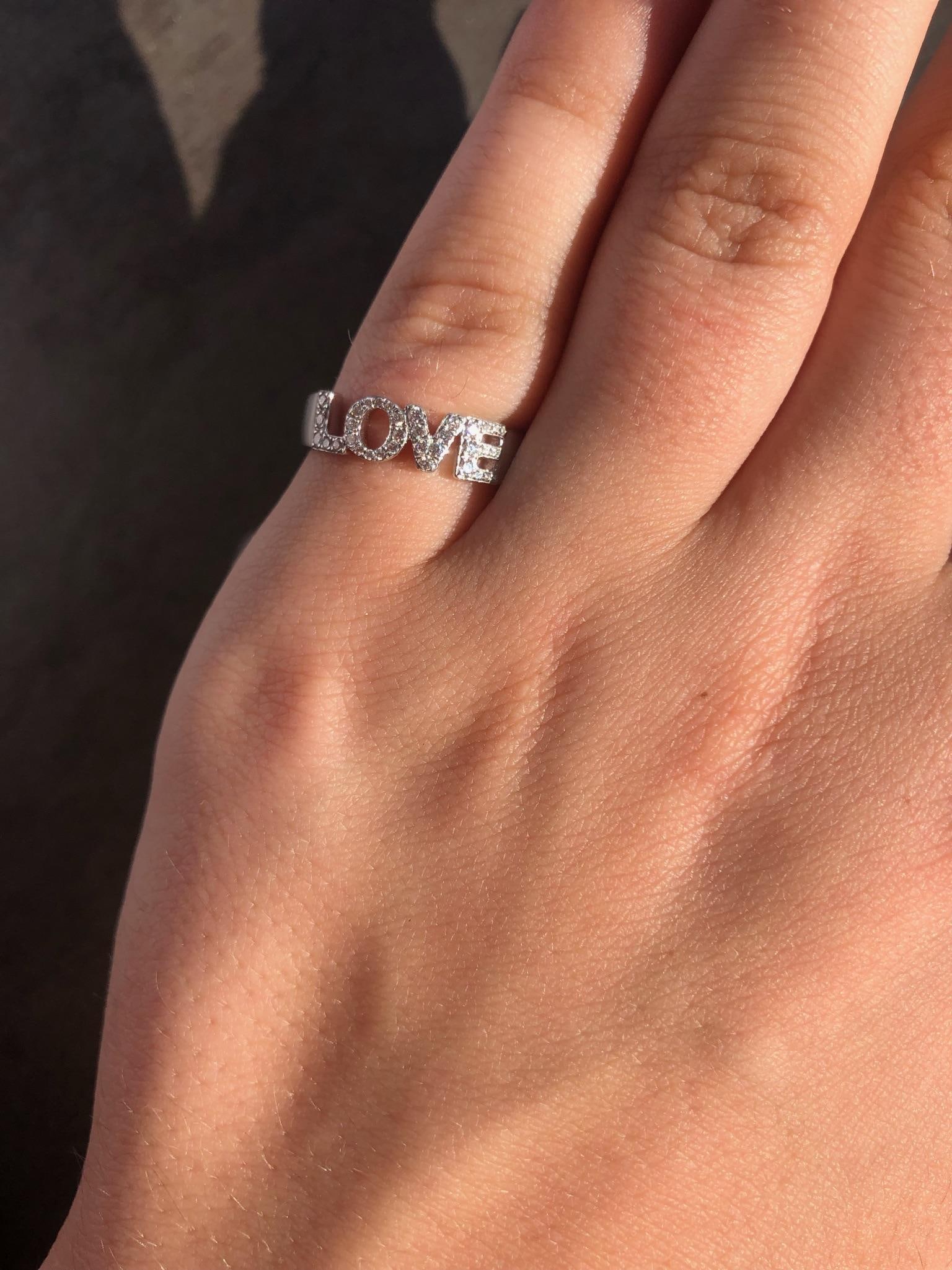 White Diamond Precious White Gold LOVE Ring - 20