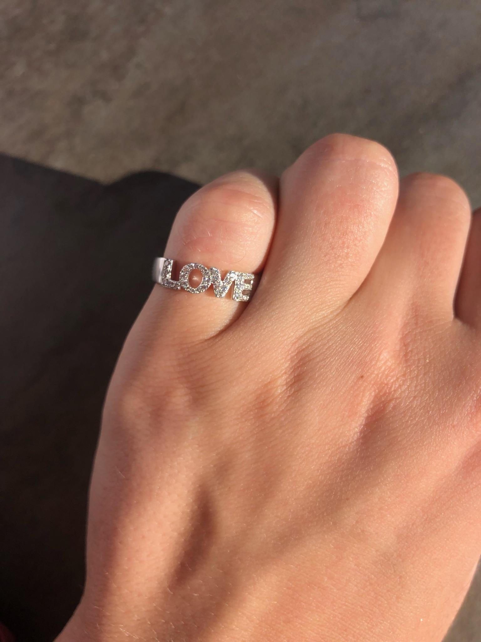 White Diamond Precious White Gold LOVE Ring - 6