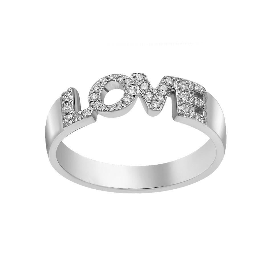 White Diamond Precious Yellow Gold LOVE Ring - 4