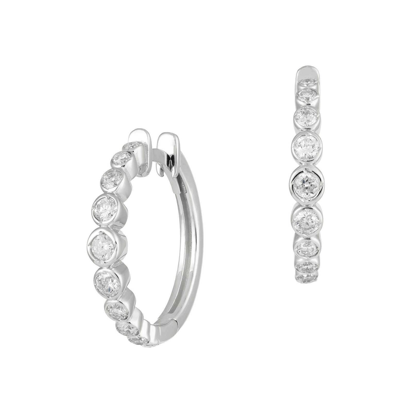 Mini Hoop Yellow Gold 18K Earrings Diamond for Her - 4