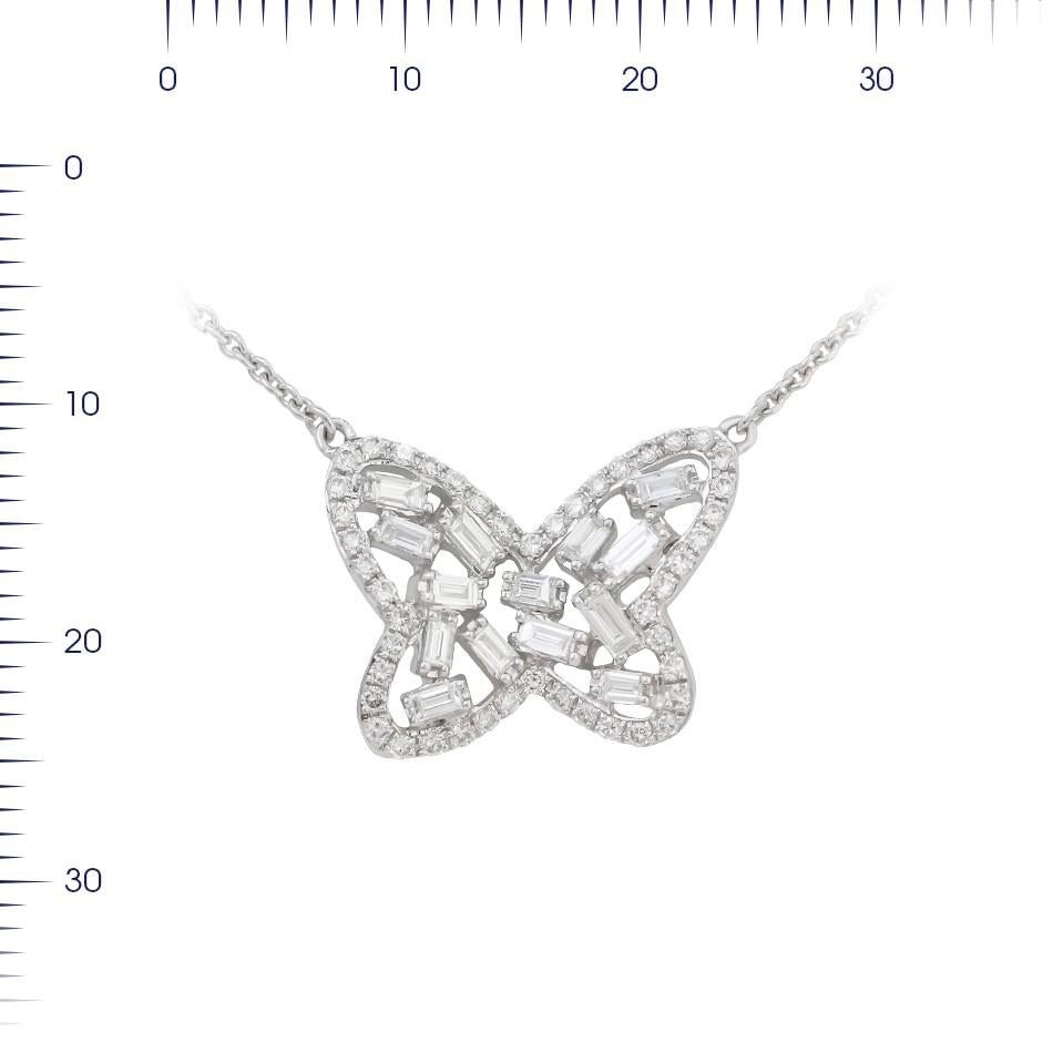 Customisable White Diamond Baguette White Gold Fashion Modern Pendant Necklace - 5
