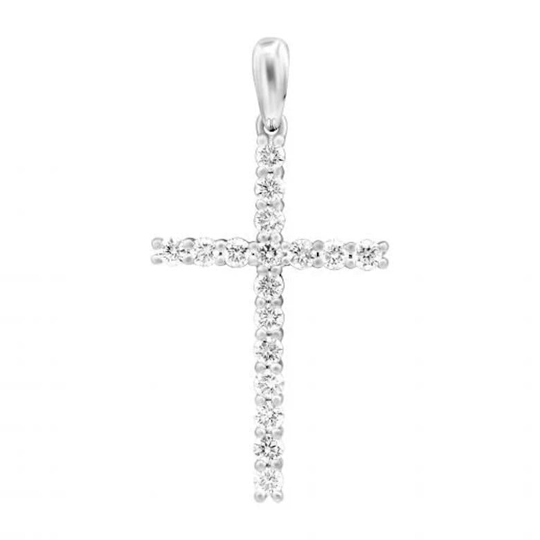 Thin Classic Diamond White 14k Gold Pendant for Her - 11