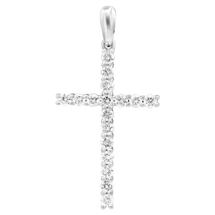 Thin Classic Diamond White 14k Gold Pendant for Her - 14