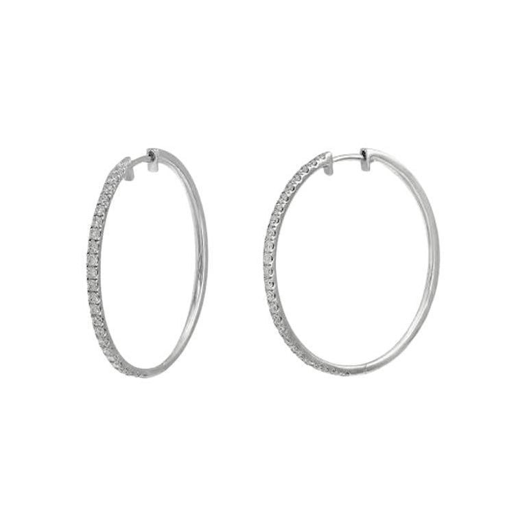 Classic Diamond White Gold Hoop Earrings for Her - 7
