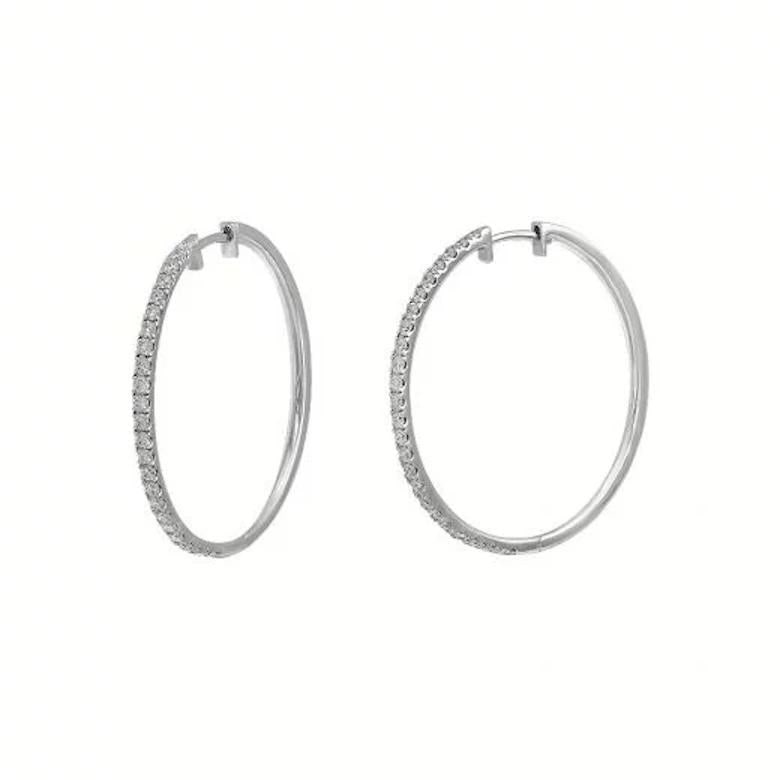 Classic Diamond White Gold Hoop Earrings for Her - 8