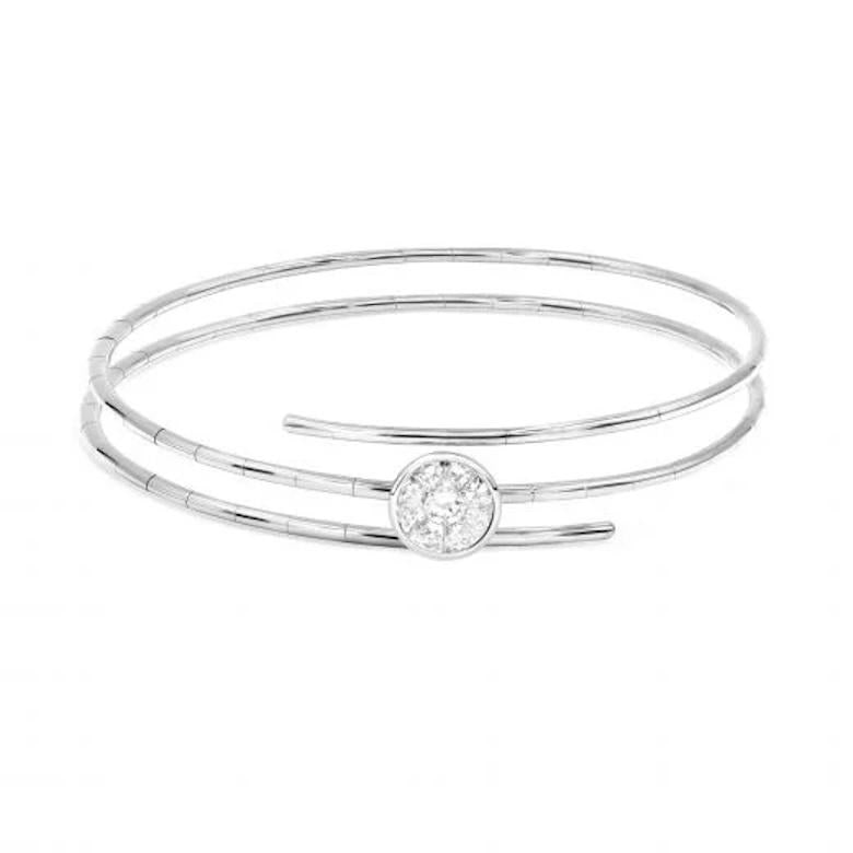 Serpend Round Shape Diamond Bracelet 14K White Gold for Her - 20