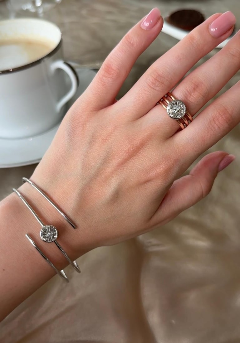 Serpend Round Shape Diamond Bracelet 14K White Gold for Her - 4