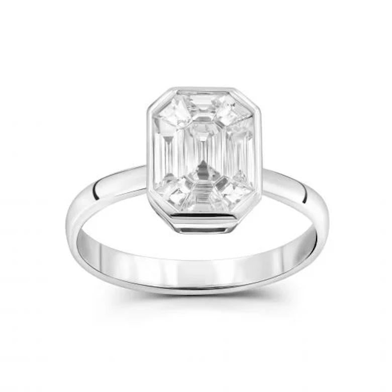 Emerald Shape Studs Diamond White Gold Earrings for Her - 20