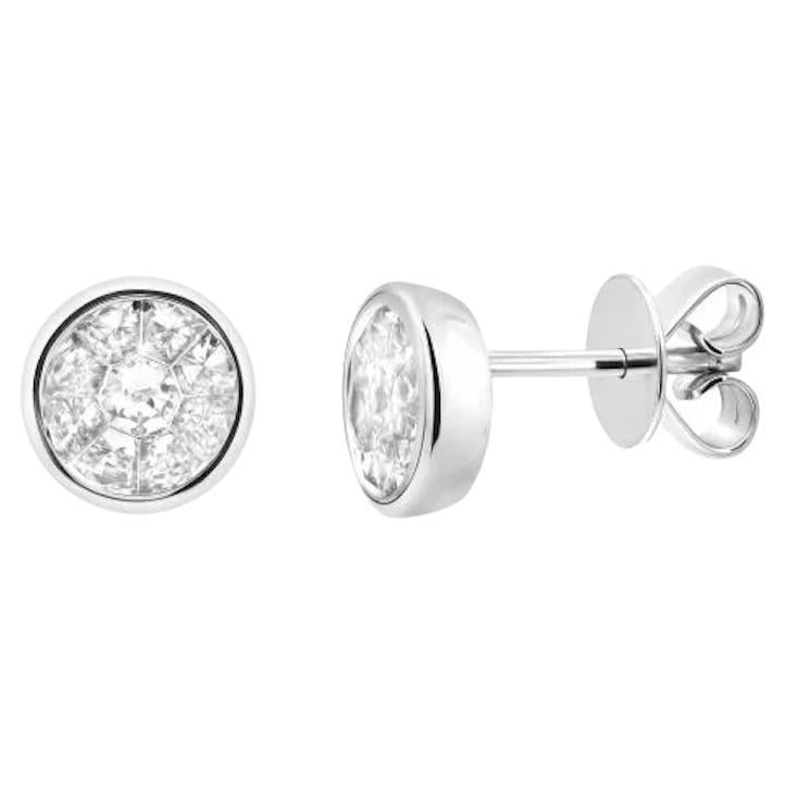 Round Shape Studs Diamond White Gold Earrings for Her - 7