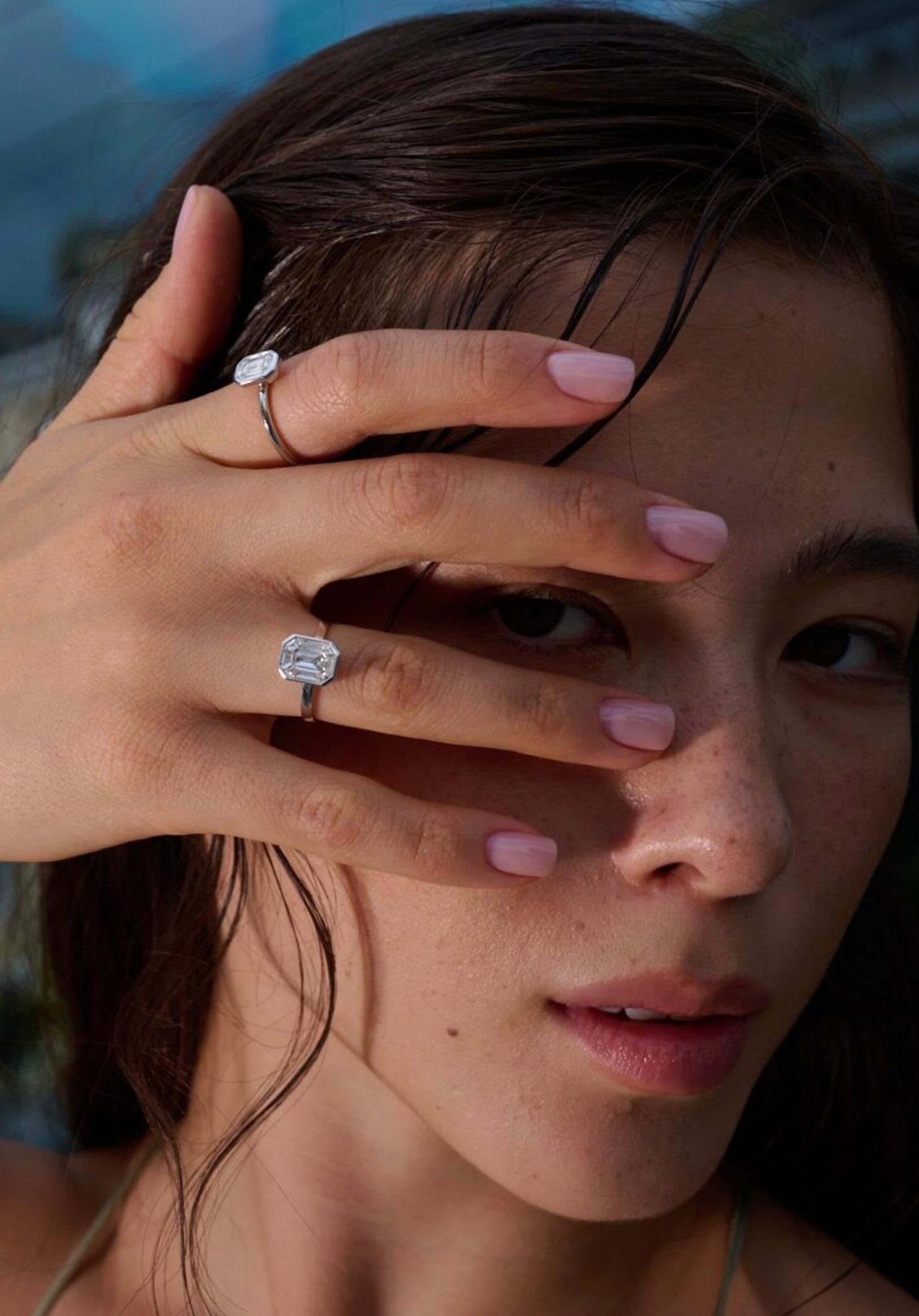 Pie Cut Emerald Shape Diamond Yellow Gold Exclusive Ring for Her - 12