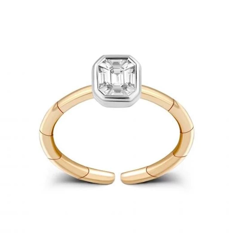 Pie Cut Emerald Shape Diamond Yellow Gold Exclusive Ring for Her - 2