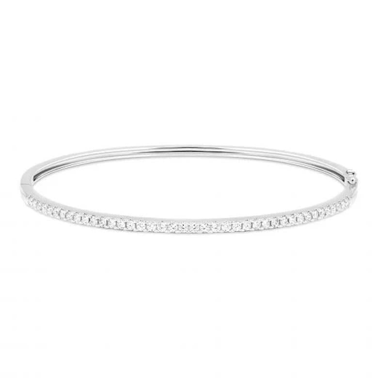 Bangle Modern Diamond Bracelet 14K White Gold for Her - 16
