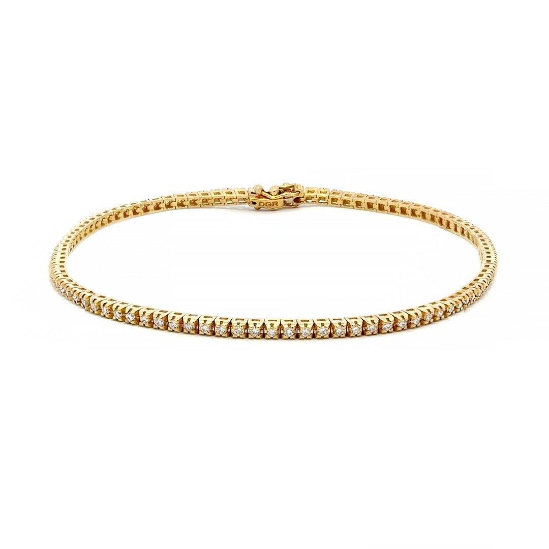 Capsule Thin Tennis Yellow 18K Gold Diamond Bracelet for Her - 5