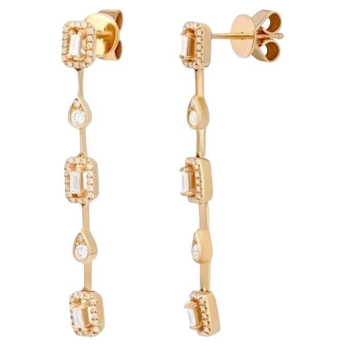 Dangle Diamond Yellow Gold Exclusive Earrings for Her - 14