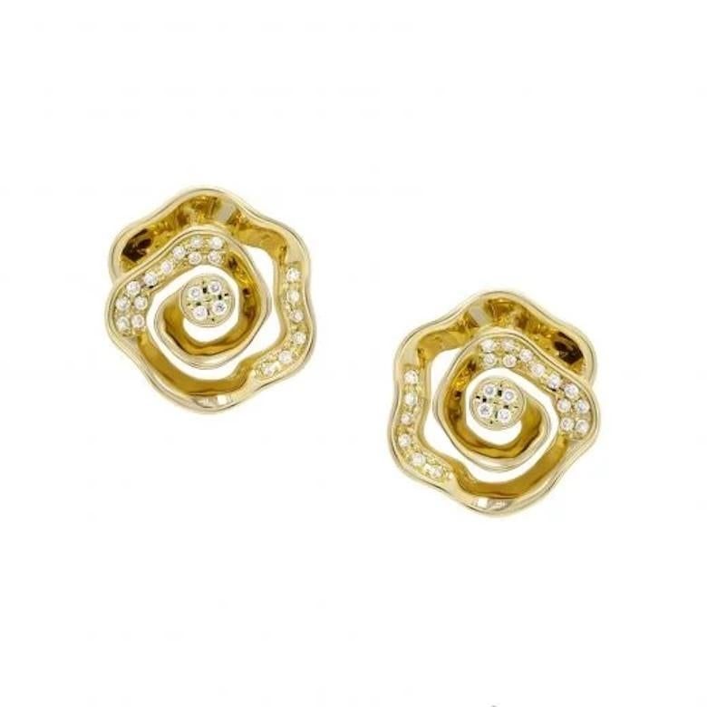 Modern Rose Diamond Yellow Gold Earring for Her - 12