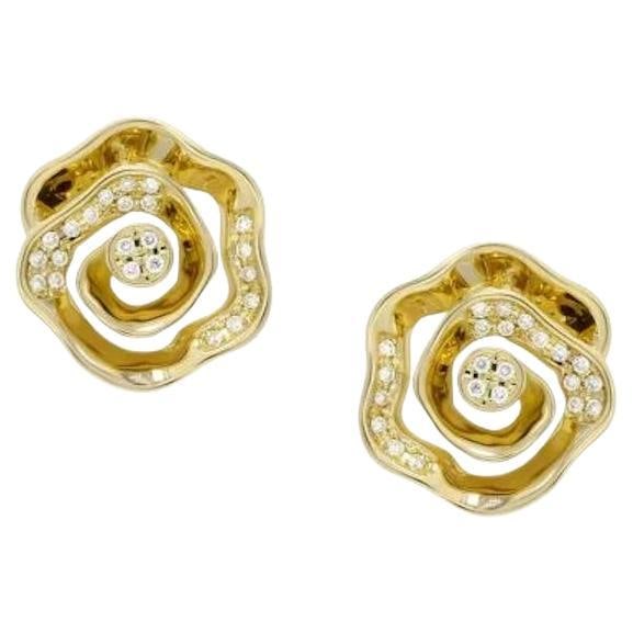 Modern Rose Diamond Yellow Gold Earring for Her - 14