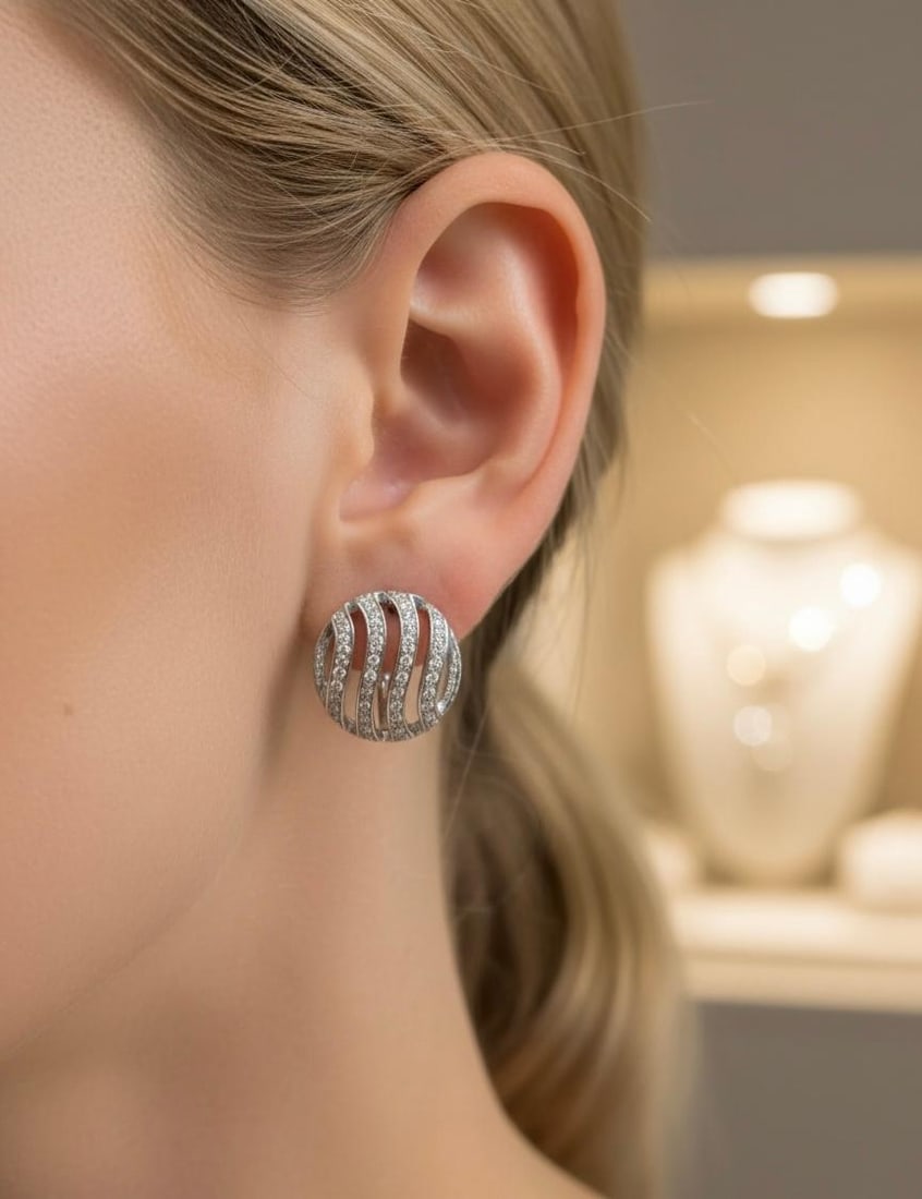 Lever-Back Classic Diamond White Gold Exclusive Earrings - 13