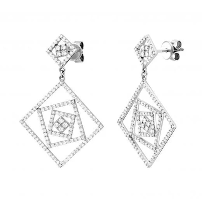 Dangle Classic Diamond White Gold Exclusive Earrings - 4