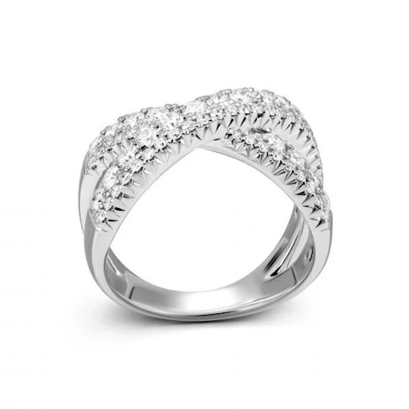 Cross Style Diamond White Gold Ring For Her - 4