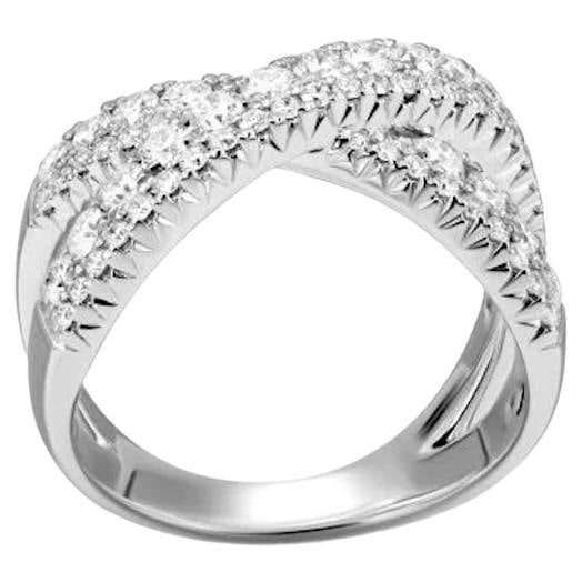 Cross Style Diamond White Gold Ring For Her - 7
