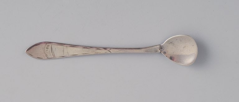 A set of four Scandinavian salt spoons in silver. - 2