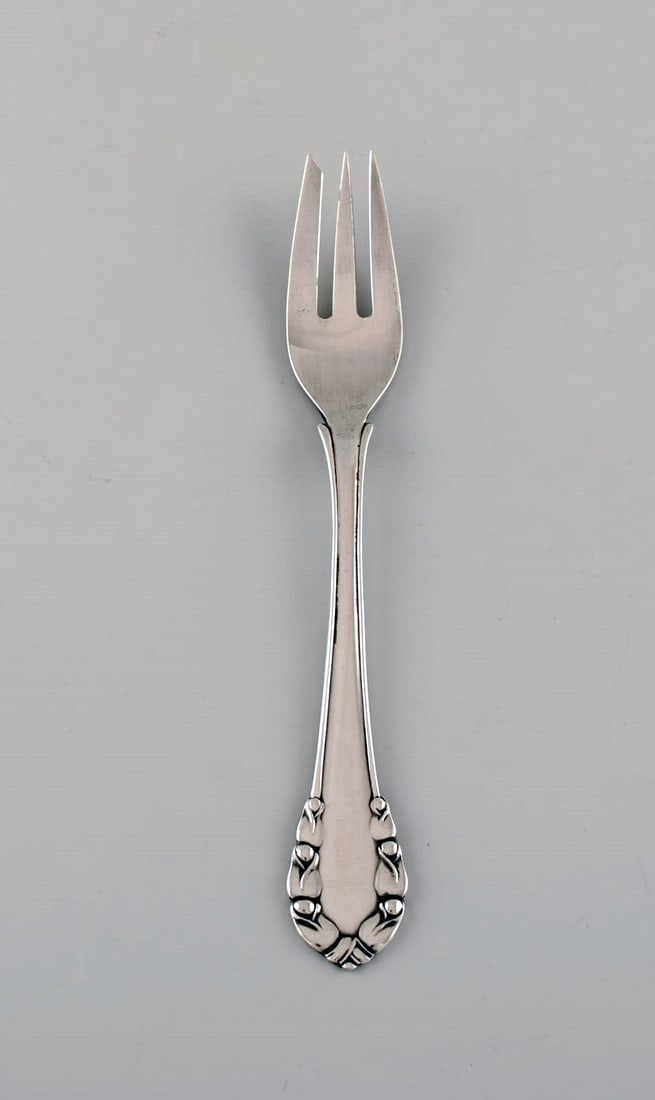 Georg Jensen Lily of the valley pastry forks in sterling silver. 10 pcs. in stock. - 2