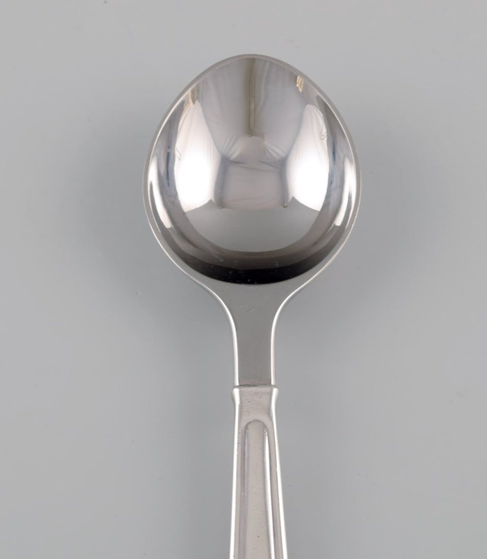 Rare Georg Jensen Koppel cutlery. Dinner spoon in sterling silver and stainless steel. Two pieces in - 2