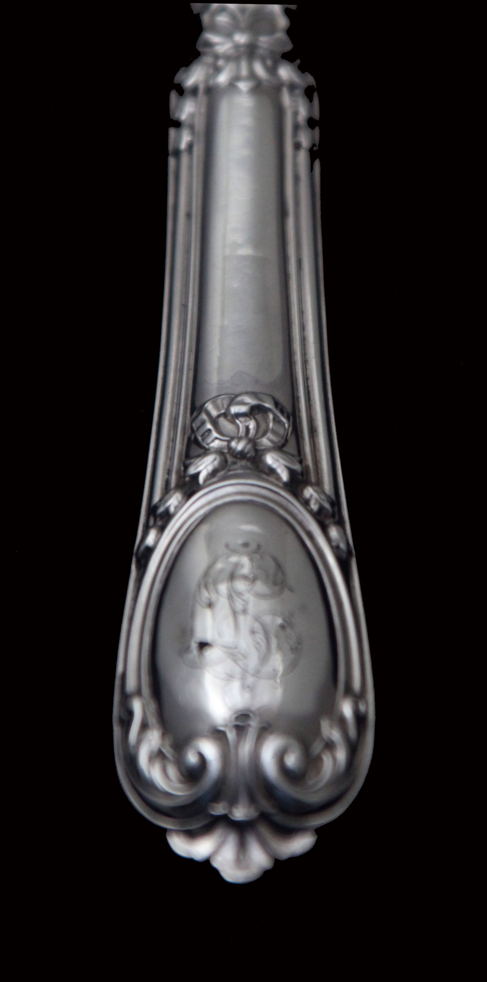 BF - Stunning Set of 8 Magnificent French Antique Sterling Silver Flatware Serving Pieces. - 10