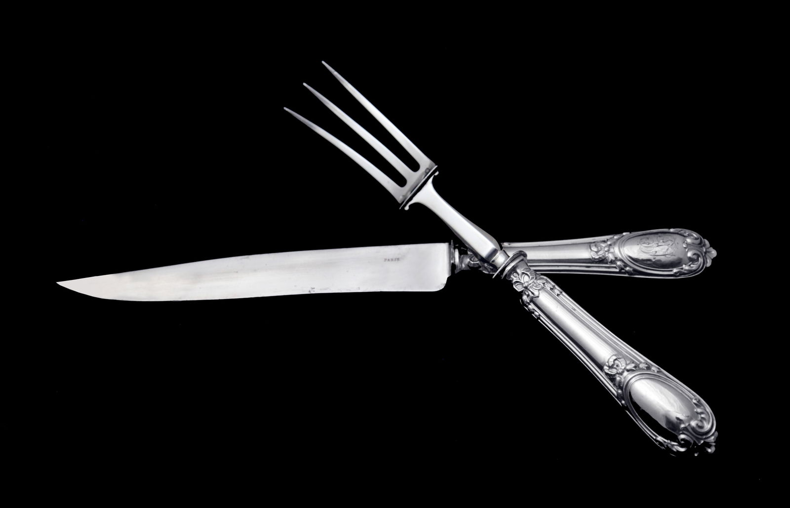 BF - Stunning Set of 8 Magnificent French Antique Sterling Silver Flatware Serving Pieces. - 3