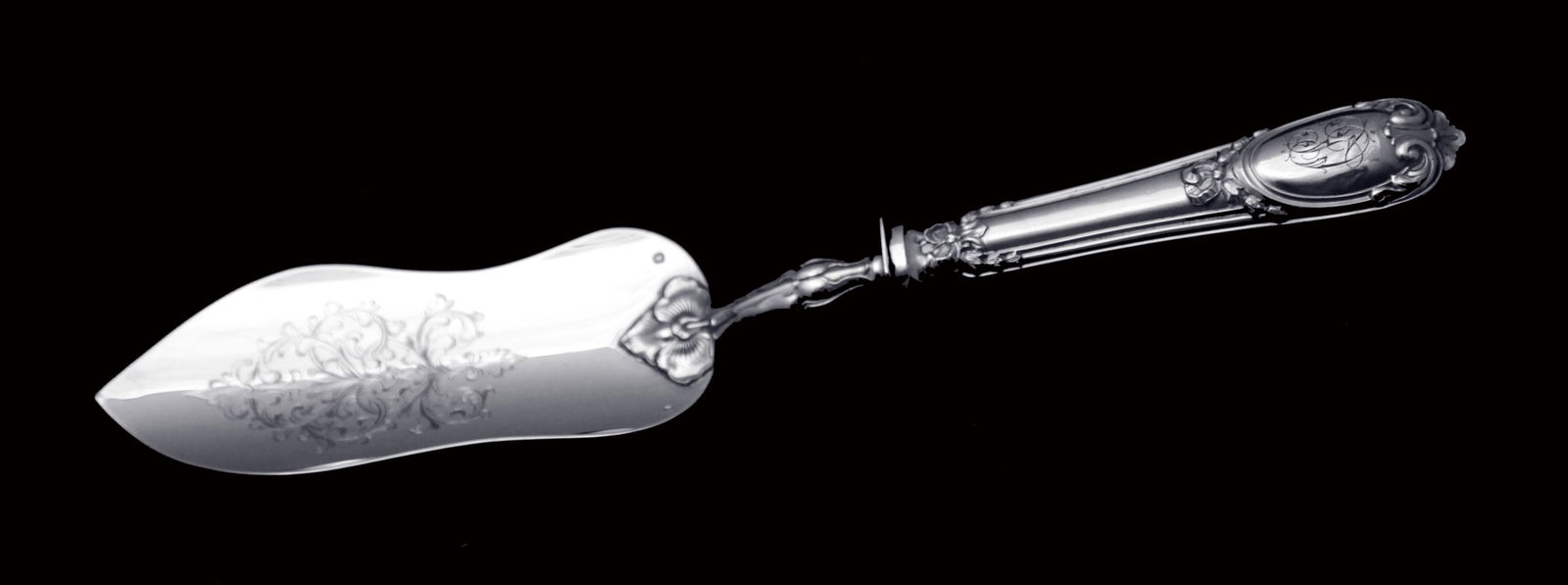 BF - Stunning Set of 8 Magnificent French Antique Sterling Silver Flatware Serving Pieces. - 5